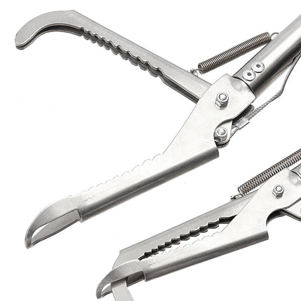 Pair of silver pliers on a white background