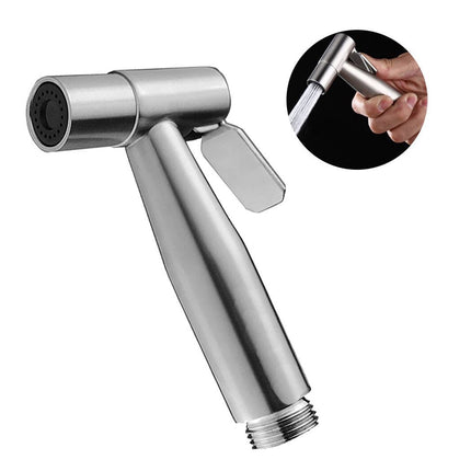 Handheld shower head with a close-up inset showing its use.