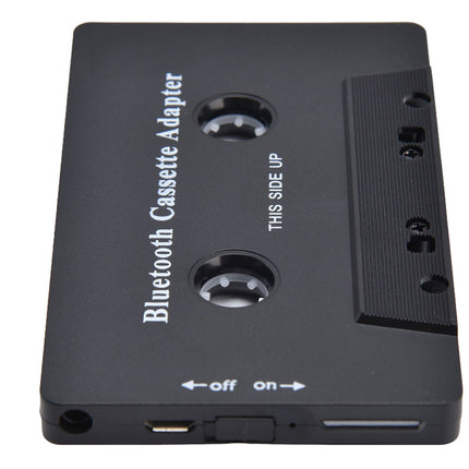 Black Bluetooth cassette adapter on a white background