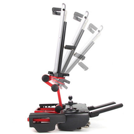 A black and red remote-controlled flying base with three silver and black multi-directional landing gear arms, shown on a solid white background.