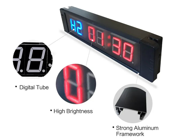 Digital clock with digital tube, high brightness, and strong aluminum framework features.