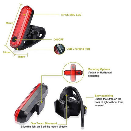 Rechargeable Bike Lights Front & Rear | NZ Sale