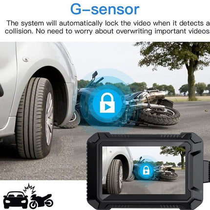 Car collision with a G-sensor system displaying lock icon, indicating collision detection feature.