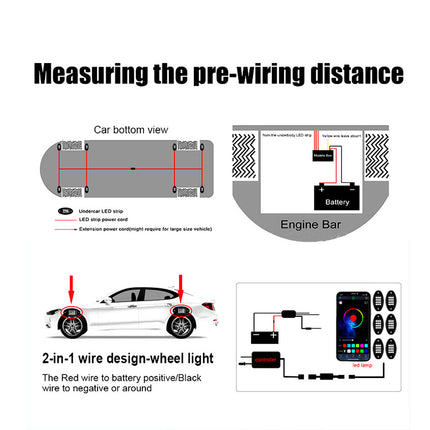 Car Underglow LED Lights - 12 Pod RGB Bluetooth Kit| Waterproof App Remote Control Music Sync Rock Lights Chassis Lamp