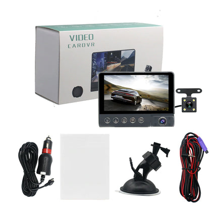 Car monitor with accessories and packaging on a white background