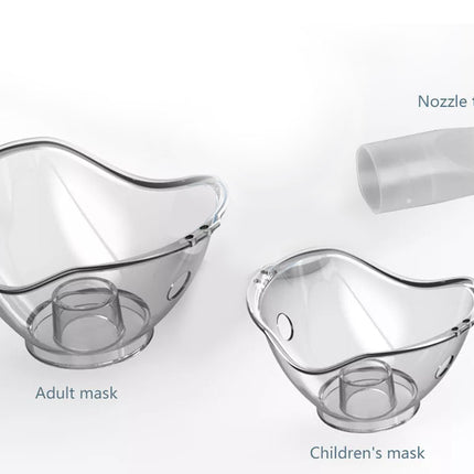Clear adult and children's masks with a nozzle tool on a white background