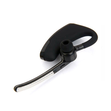 Black Bluetooth headset on a white background