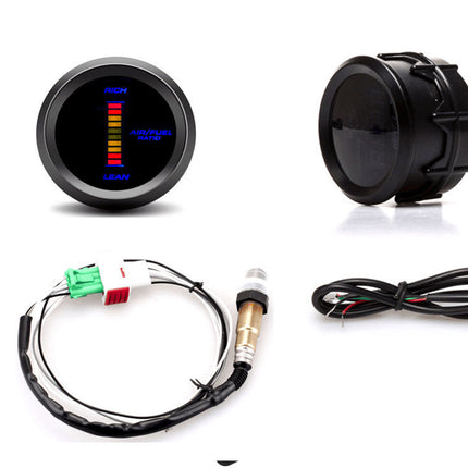 Car gauge with wiring harness on a white background