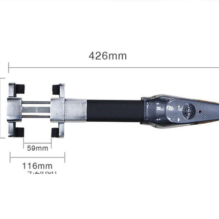 A product dimension diagram showing a black and silver handlebar clamp or mounting component with measurements labeled 426mm, 113mm, 59mm, and 116mm on a white background.
