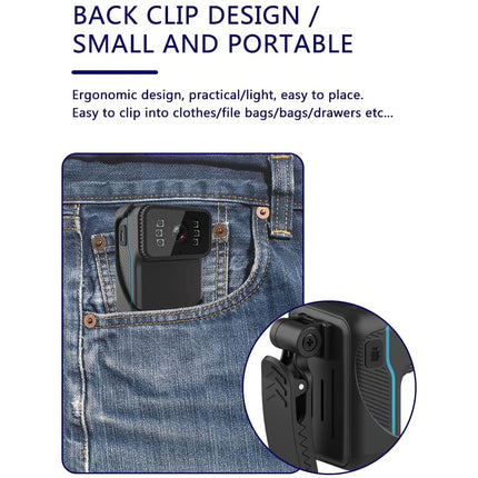 Body Worn Camera 1080P - WiFi Night Vision Waterproof| Rechargeable 150° Wide Angle Audio Loop Recording App Control