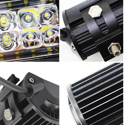 Close-up of LED lights with detailed views on a white background