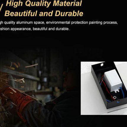 Product with high-quality material text and images of a person working with tools.