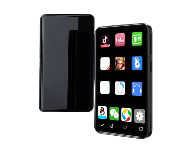 Black smartphone with app icons displayed on a white background