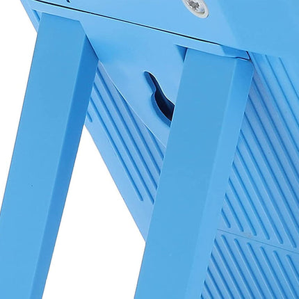 Blue step stool with a white background