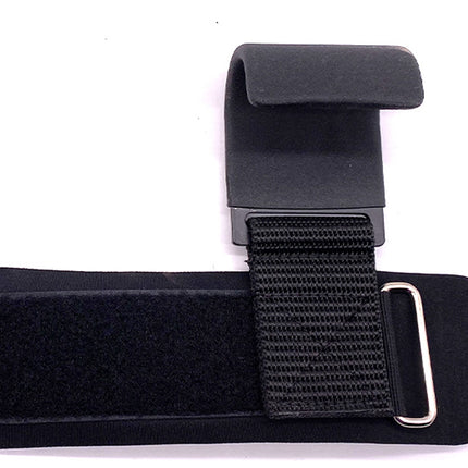 Black wrist support brace with strap on a white background