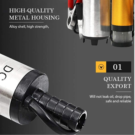 Metal oil nozzle with text highlighting high-quality metal housing and quality export features.