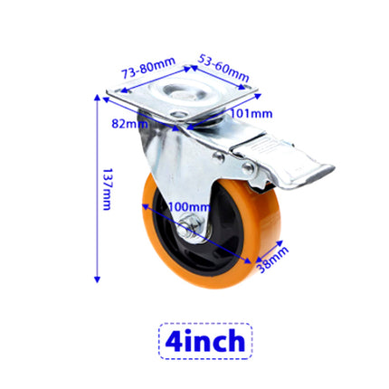 4-inch caster wheel with measurement details on a white background
