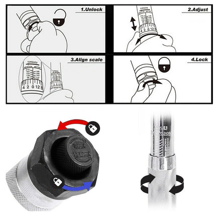 Instructions for using a tool with diagrams and text on a white background