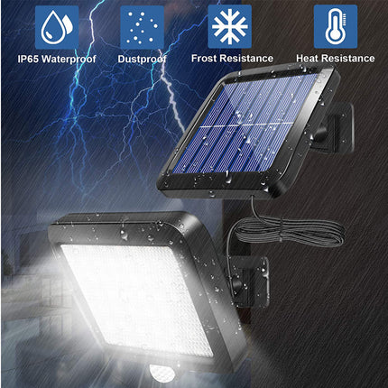 Solar light fixture with weather resistance features on a dark background