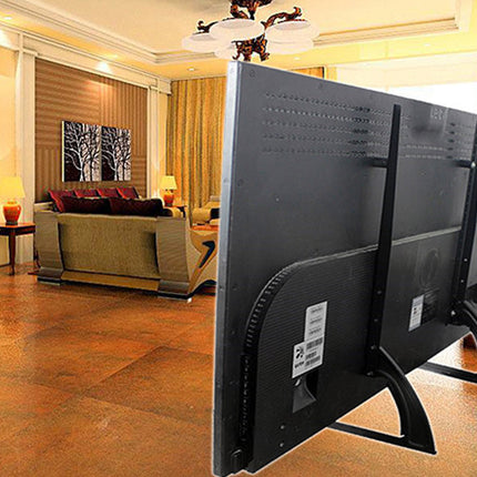 Back view of a large flat-screen TV in a living room setting