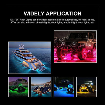 Car Underglow LED Lights - 12 Pod RGB Bluetooth Kit| Waterproof App Remote Control Music Sync Rock Lights Chassis Lamp