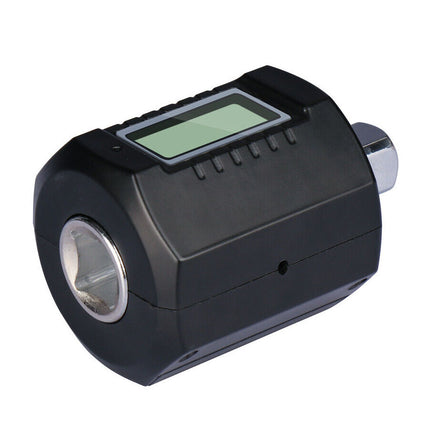 Black electronic device with digital display on a white background