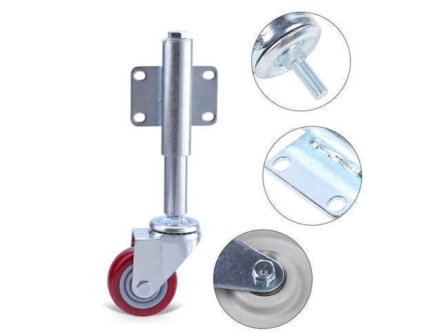 Metal caster wheel with mounting bracket on a white background