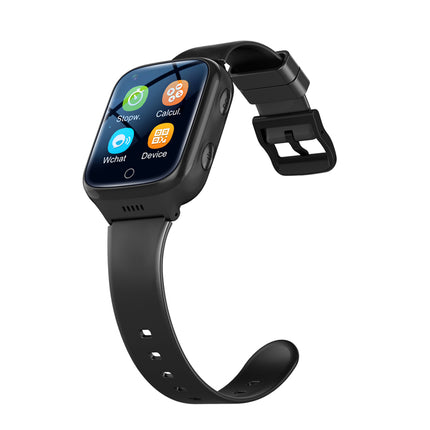 Black smartwatch with a white background