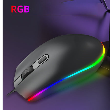Gaming mouse with RGB lighting on a dark background