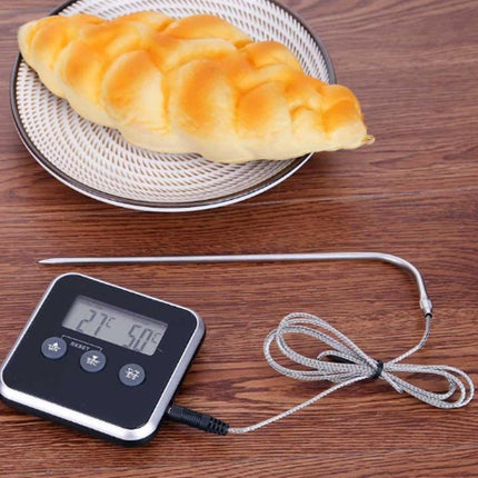 Digital BBQ Thermometer - Target Temp Alert - Magnetic | 1M Cord | 19.3cm Probe | 0-250°C Range | For Meat, Oven, Grill, Smoker