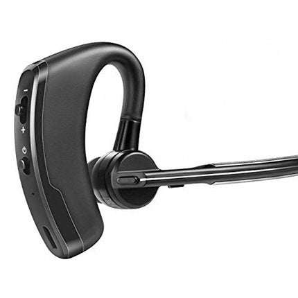 Black Bluetooth headset on a white background