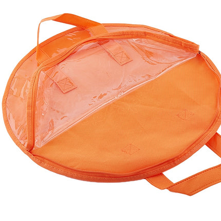 Orange round bag with a transparent lid on a white background