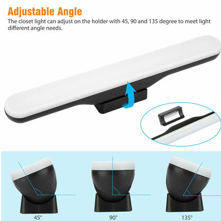 Adjustable light holder with 45, 90, and 135 degree angles on a white background