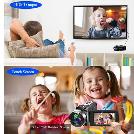 Digital camera with screen displaying a child, used for video calls and recording.
