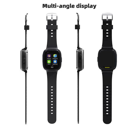 Black smartwatch shown from multiple angles on a white background