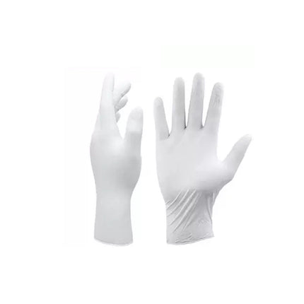 Pair of white gloves on a white background