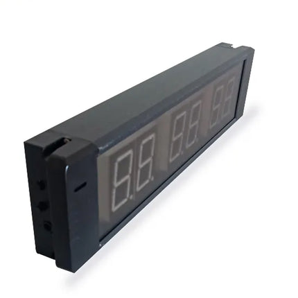 Digital display with four LED digits on a white background