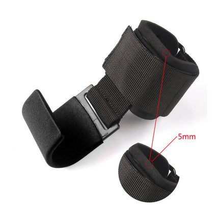 Black strap with a buckle on a white background