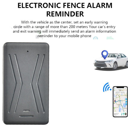 Electronic fence alarm reminder with vehicle and smartphone illustration on a white background