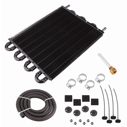 Oil cooler kit with components on a white background