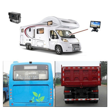 Collage of various vehicles with cameras and monitors on a white background