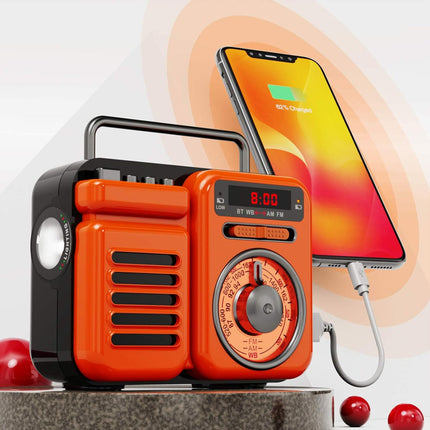 Emergency Weather Radio - 4-in-1 with Solar & Hand-Crank Power | AM/FM/NOAA, Bluetooth Speaker, LED Flashlight, SOS Alarm, 2000mAh Power Bank, RC-15187