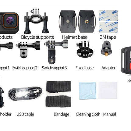 Collection of accessories for a camera on a white background