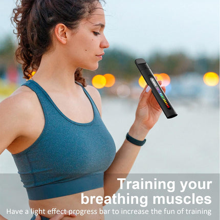Breathing Exerciser Respiratory Muscle Trainer - Rechargeable | Digital Display, LED Indicator, 5-Month Battery Life, Black