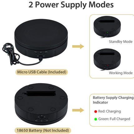 Black power supply device with charging indicators and cable on a white background
