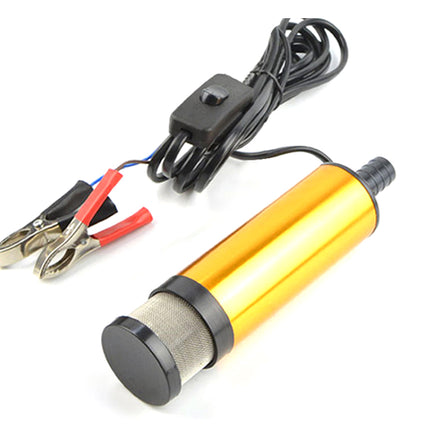 Yellow underwater camera housing with wiring and clips on a white background