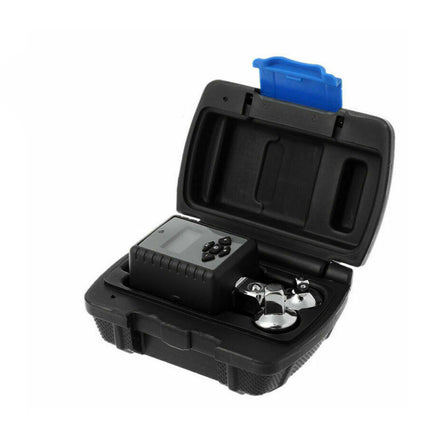 Black tool case with open lid on a white background