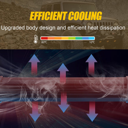 Diagram of efficient cooling system with temperature gradient and arrows indicating heat dissipation.