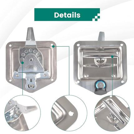 Metal bracket with detailed views on a white background