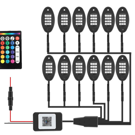 Car Underglow LED Lights - 12 Pod RGB Bluetooth Kit| Waterproof App Remote Control Music Sync Rock Lights Chassis Lamp